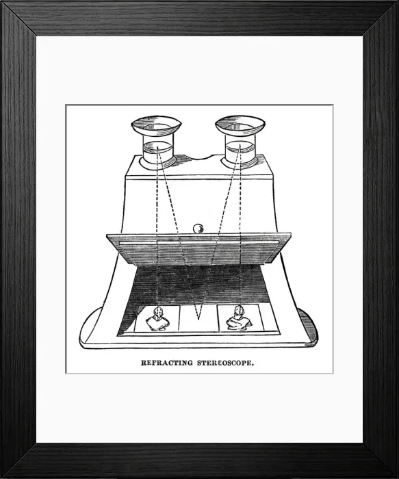 Framed Print : Refracting stereoscope, 1852