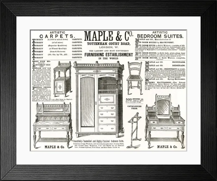 Framed Print : Advert for Maple & Co bedroom suite 1882 Framed Print : Advert for Maple & Co bedroom suite 1882