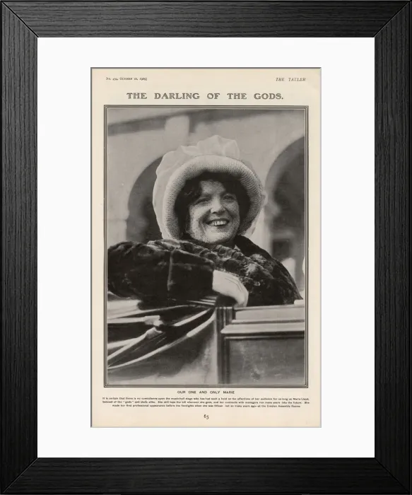 Framed Print : Marie Lloyd in the Tatler - The Darling of the Gods