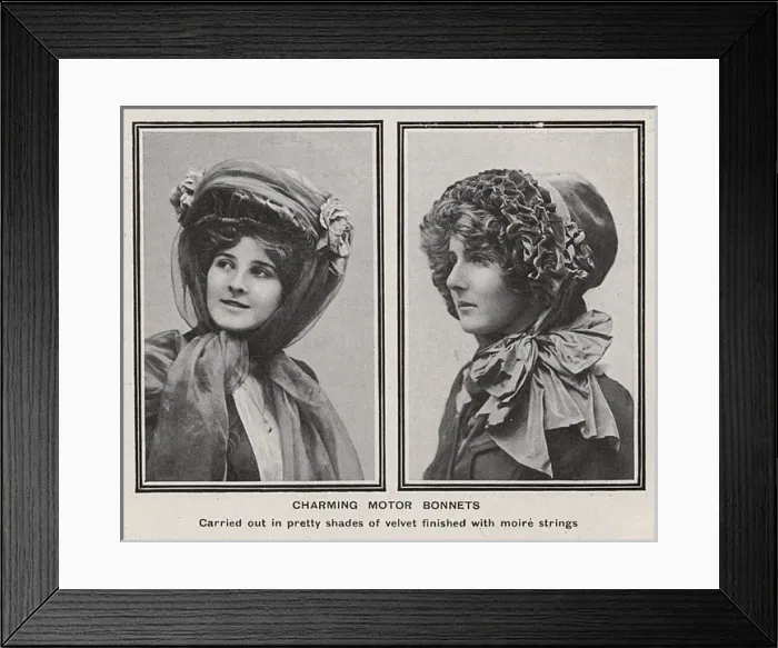 Framed Print : Photo of Charming Motor Bonnets 1909 Framed Print : Photo of Charming Motor Bonnets 1909