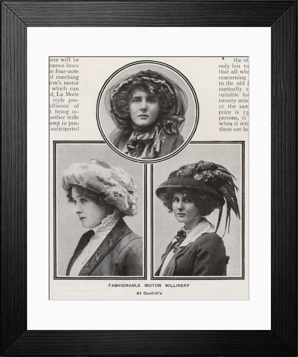 Framed Print : Photo of Fashionable Motor Millinery 1909 Framed Print : Photo of Fashionable Motor Millinery 1909