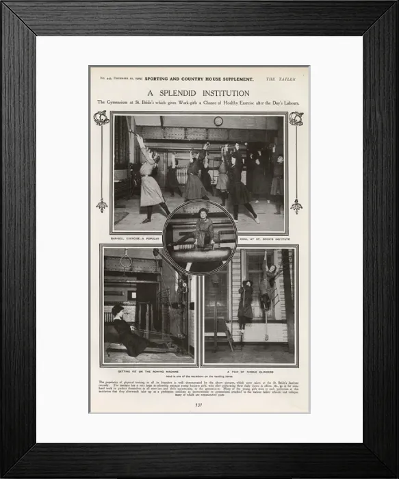 Framed Print : Photo of the gymnasium at St Brides Institute in the Tatler Framed Print : Photo of the gymnasium at St Brides Institute in the Tatler