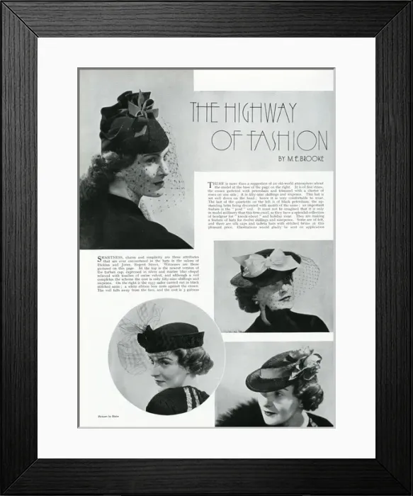 Framed Print : Fashionable hats 1937 Framed Print : Fashionable hats 1937