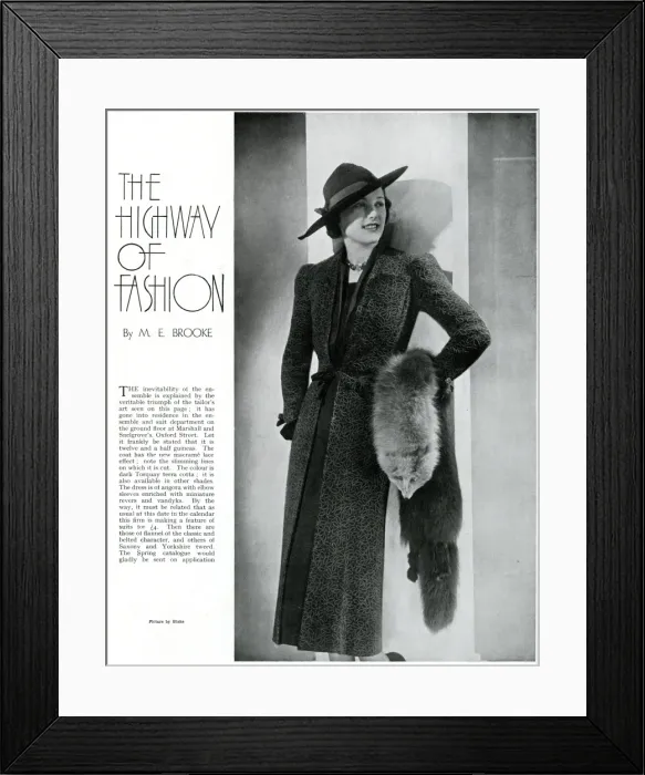 Framed Print : Model wearing a full length coat 1937 Framed Print : Model wearing a full length coat 1937