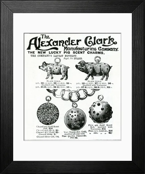 Framed Print : Advert for Alexander Clark novelty jewellery 1901 Framed Print : Advert for Alexander Clark novelty jewellery 1901