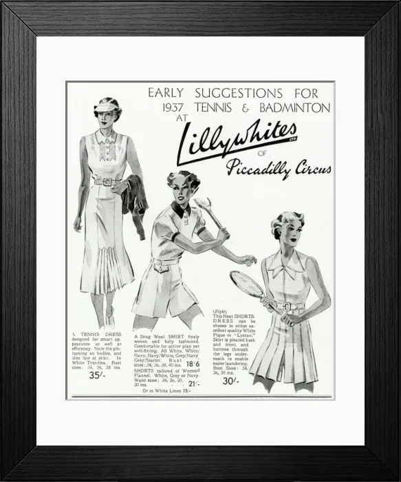Framed Print : Advert for Lillywhites sports clothing 1937