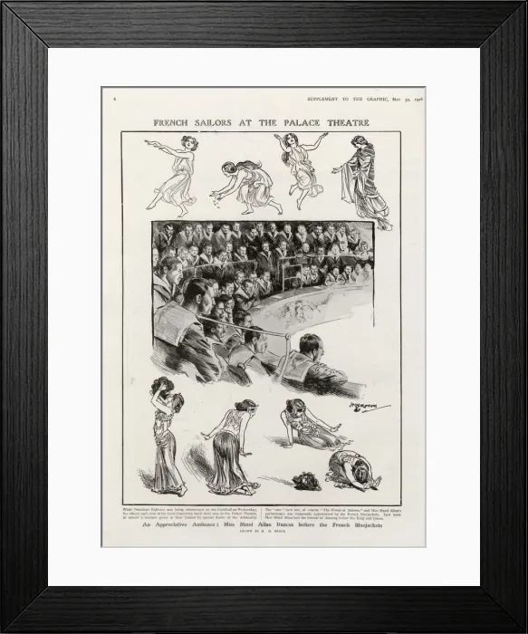Framed Print : Maud Allan entertains French Sailors at the Palace Theatre Framed Print : Maud Allan entertains French Sailors at the Palace Theatre