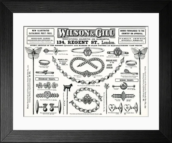 Framed Print : Advert for Wilson & Gill jewellery 1894 Framed Print : Advert for Wilson & Gill jewellery 1894