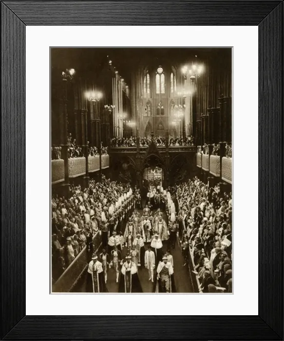 Framed Print : Coronation - King George VI, crowned leaving Abbey 1937 Framed Print : Coronation - King George VI, crowned leaving Abbey 1937