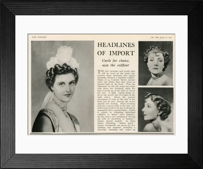 Framed Print : Hair styles for state functions in 1937 Framed Print : Hair styles for state functions in 1937