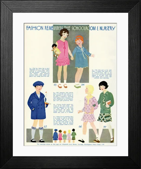Framed Print : Fashions for schoolroom and nursery 1929 Framed Print : Fashions for schoolroom and nursery 1929