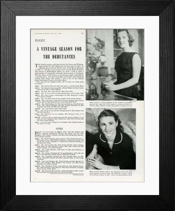 Framed Print : A Vintage Season for Debutantes Framed Print : A Vintage Season for Debutantes