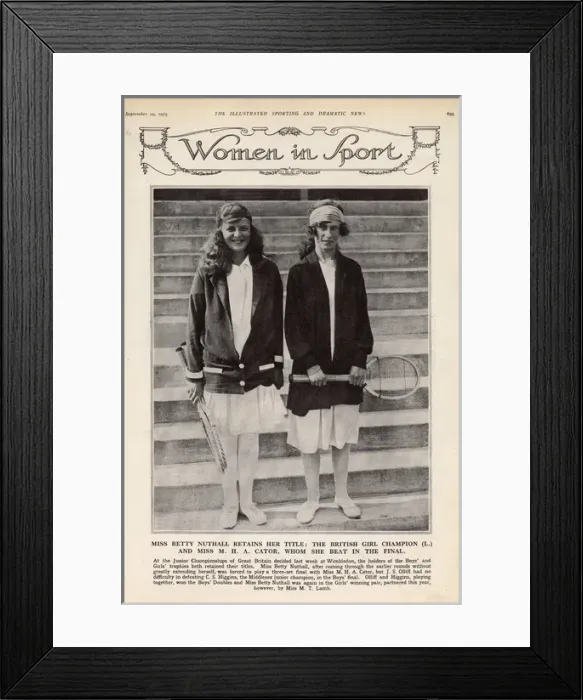 Framed Print : Women in Sport - Betty Nuthall & M. H. A. Cator, tennis