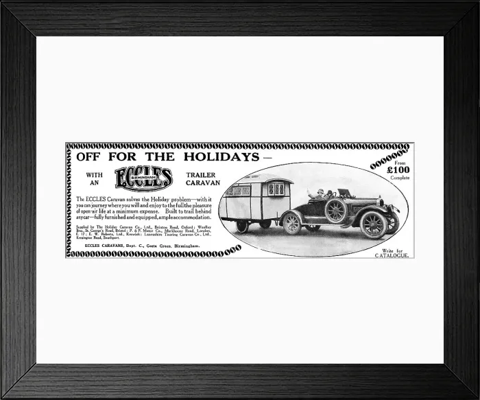 Framed Print : Eccles caravan advertisement Framed Print : Eccles caravan advertisement