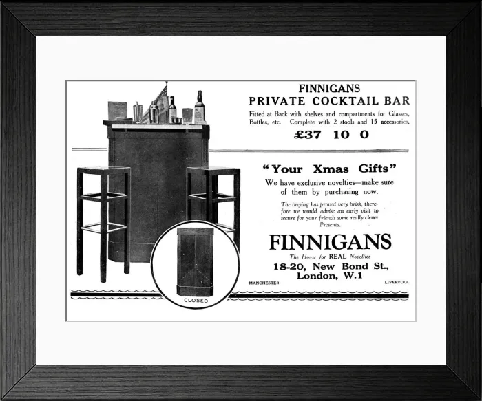 Framed Print : Advert for Finnigans, New Bond Street, London, W1 Framed Print : Advert for Finnigans, New Bond Street, London, W1