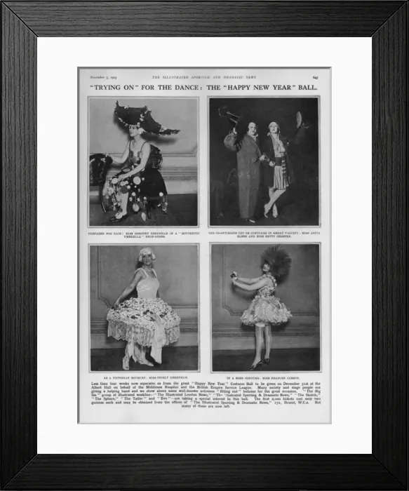 Framed Print : Photos of partygoers going to Happy New Year Ball, 1925 Framed Print : Photos of partygoers going to Happy New Year Ball, 1925