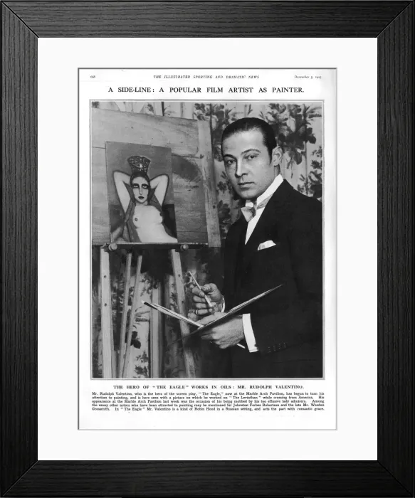 Framed Print : Photo of Rudoloh Valentino painting