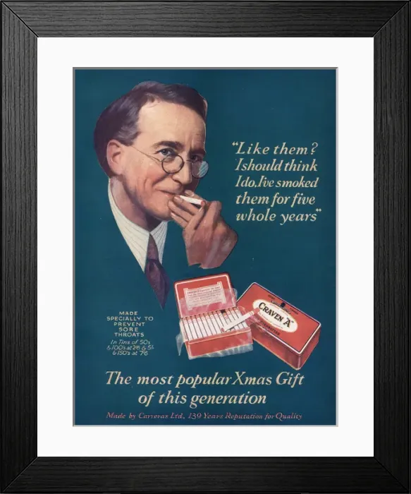 Framed Print : Advertisement for Craven A in the Sketch Framed Print : Advertisement for Craven A in the Sketch