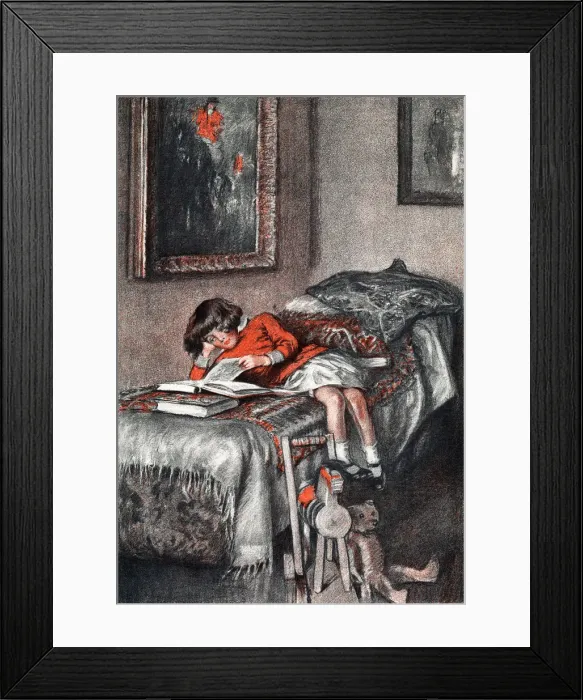 Framed Print : Alice in Wonderland by Gilbert Holiday - child reading Framed Print : Alice in Wonderland by Gilbert Holiday - child reading