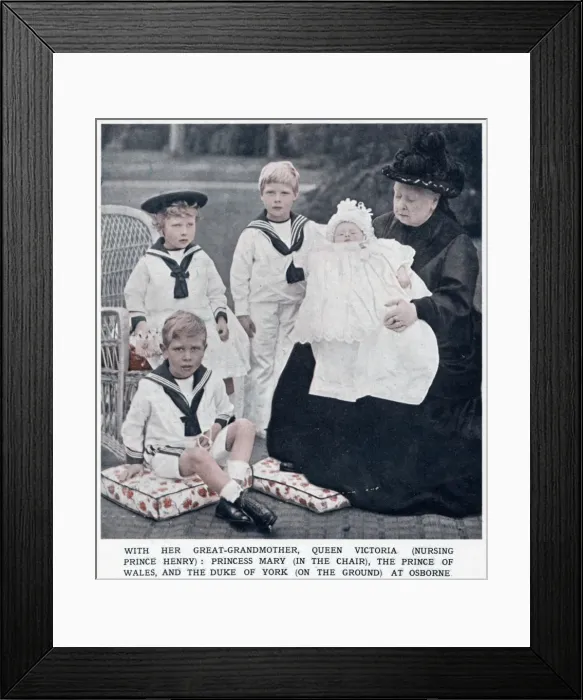 Framed Print : Queen Victoria with her four great-grandchildren 1900 Framed Print : Queen Victoria with her four great-grandchildren 1900