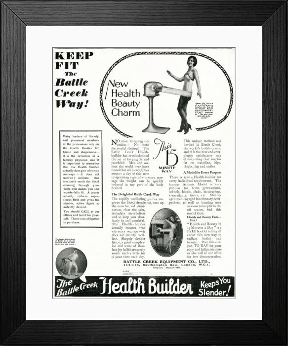 Framed Print : Advert for Battle Creek Health Builder 1929 Framed Print : Advert for Battle Creek Health Builder 1929