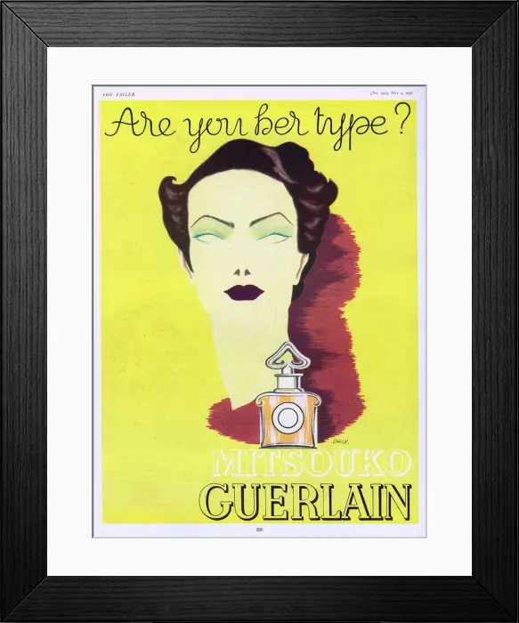 Framed Print : Perfume advertisement for Guerlain Mitsouko Framed Print : Perfume advertisement for Guerlain Mitsouko