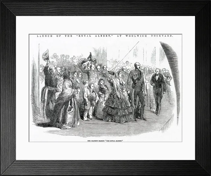 Framed Print : Queen Victoria naming the ship Royal Albert at Woolwich Dockyard in London. Date: 1854