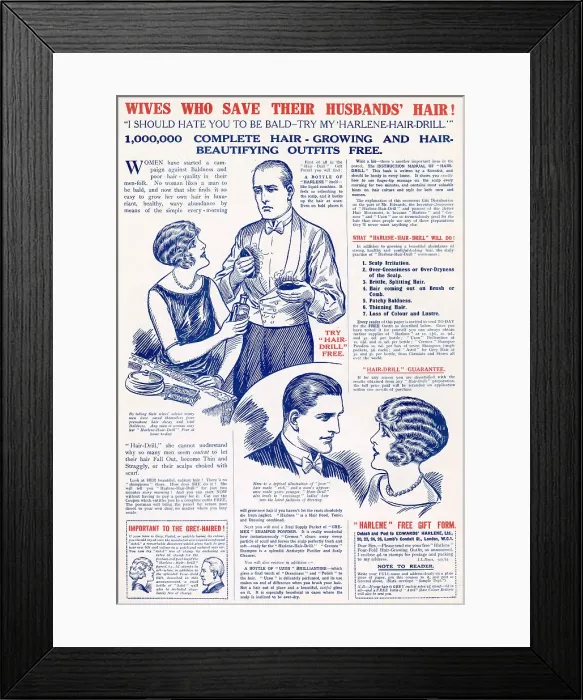 Framed Print : Wives who save their husbands hair! Date: 1925 Framed Print : Wives who save their husbands hair! Date: 1925