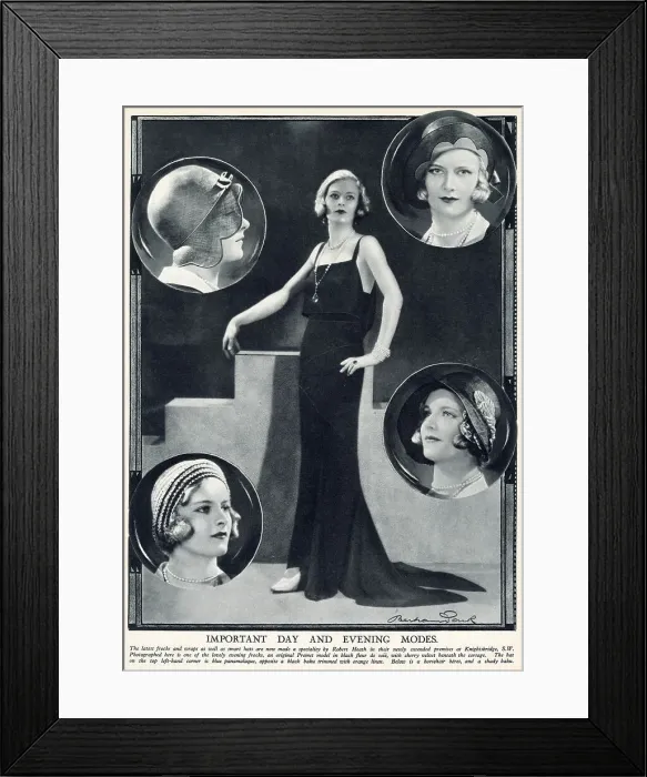 Framed Print : Latest frocks and smart hats by Robert Heath available at Knightsbridge, London. Date: 1930 Framed Print : Latest frocks and smart hats by Robert Heath available at Knightsbridge, London. Date: 1930