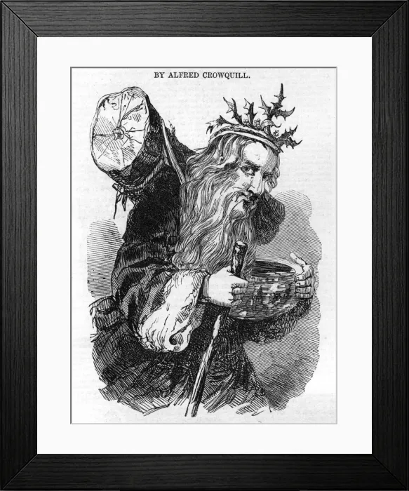 Framed Print : Old Father Christmas with the Yule Log Framed Print : Old Father Christmas with the Yule Log