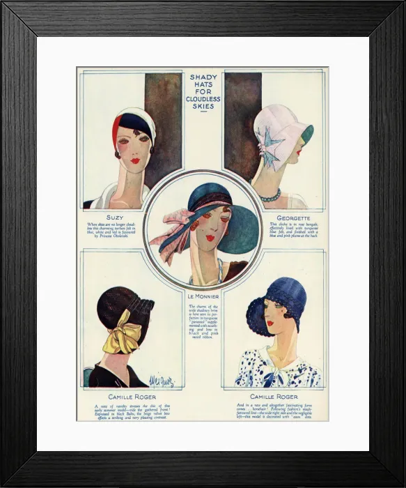 Framed Print : Selection of fashionable hats 1929 Framed Print : Selection of fashionable hats 1929
