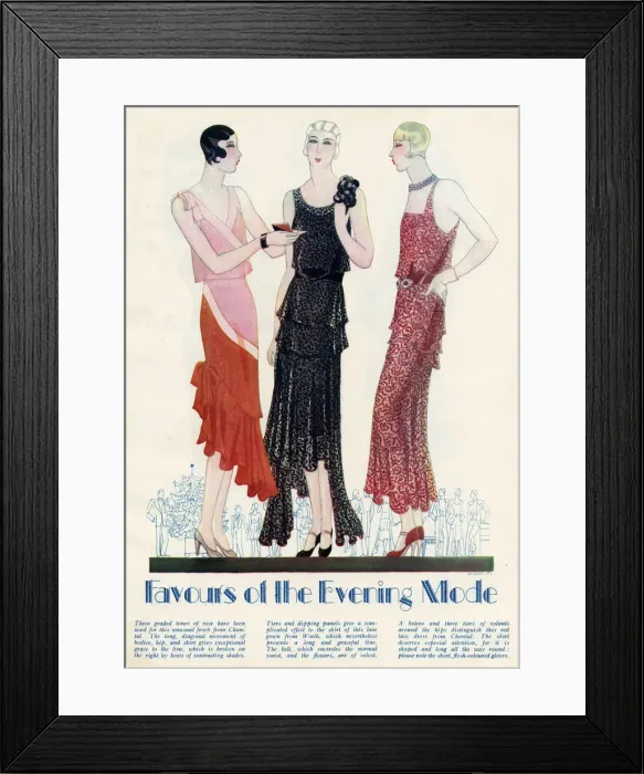 Framed Print : Womens evening dresses 1929 Framed Print : Womens evening dresses 1929