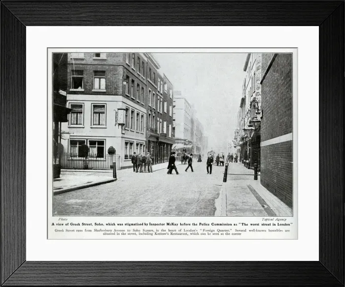 Framed Print : Greek Street, Soho, the Worst Street in London, 1906