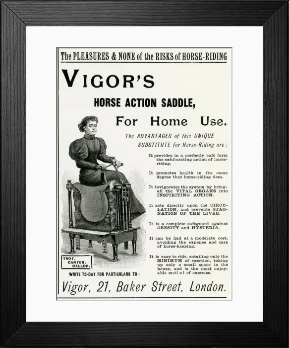 Framed Print : Advert for Vigors exercise horse at home 1895 Framed Print : Advert for Vigors exercise horse at home 1895