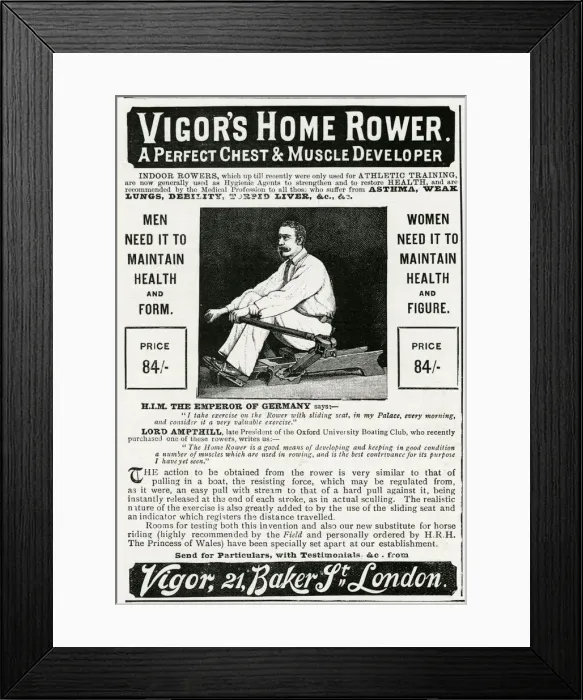 Framed Print : Advert for Vigors home rower 1895 Framed Print : Advert for Vigors home rower 1895
