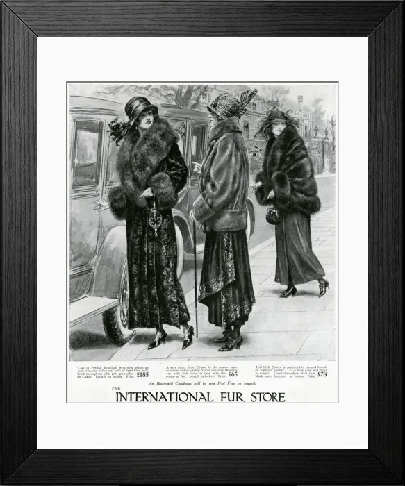 Framed Print : Advert for International Fur Store 1923 Framed Print : Advert for International Fur Store 1923
