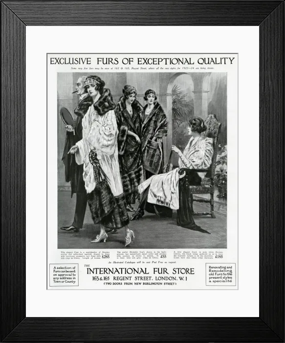 Framed Print : Advert for International Fur Store 1923