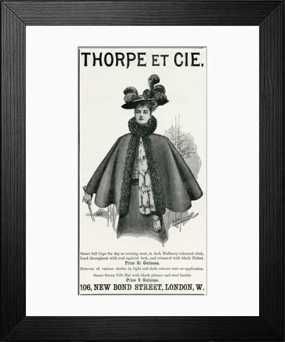 Framed Print : Advert for Thorpe et Cie womens clothing 1895 Framed Print : Advert for Thorpe et Cie womens clothing 1895