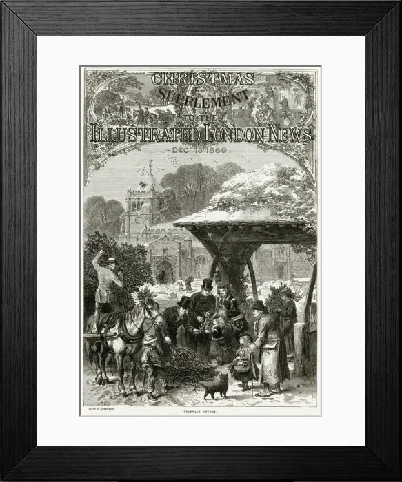 Framed Print : Granvale Church - collecting evergreen for Christmas 1869