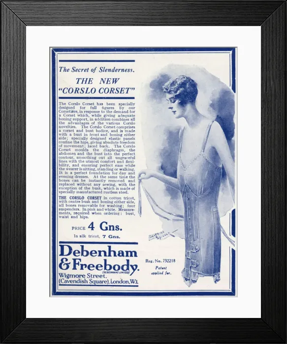 Framed Print : Advert for Debenham & Freebody womens lingerie 1927
