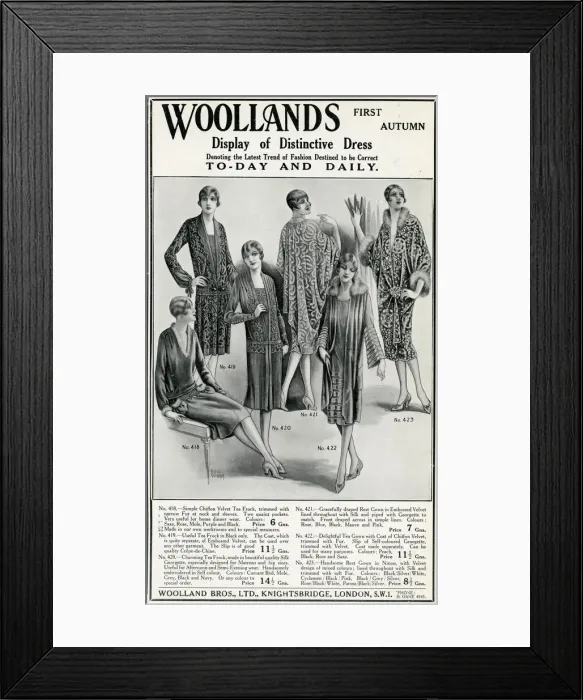 Framed Print : Advert for Woollands womens clothing 1927 Framed Print : Advert for Woollands womens clothing 1927