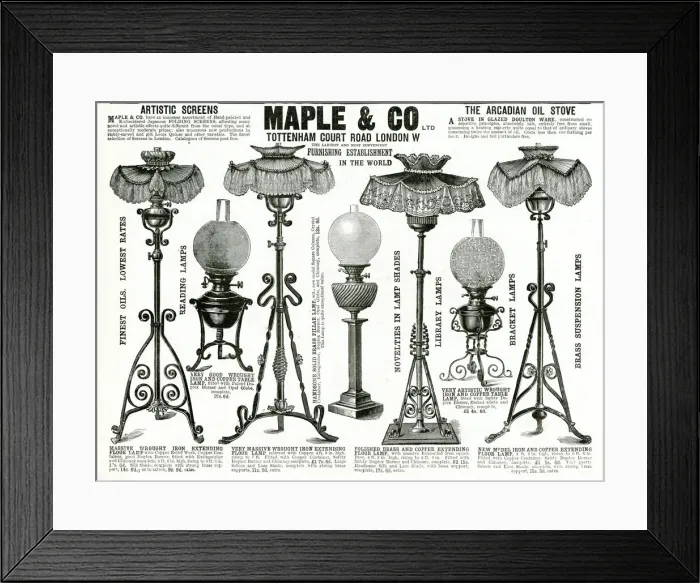 Framed Print : Advert for Maple & Co. lamps 1893 Framed Print : Advert for Maple & Co. lamps 1893