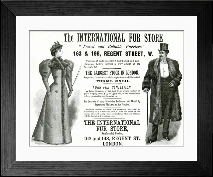 Framed Print : Advert for International Fur Store 1893 Framed Print : Advert for International Fur Store 1893