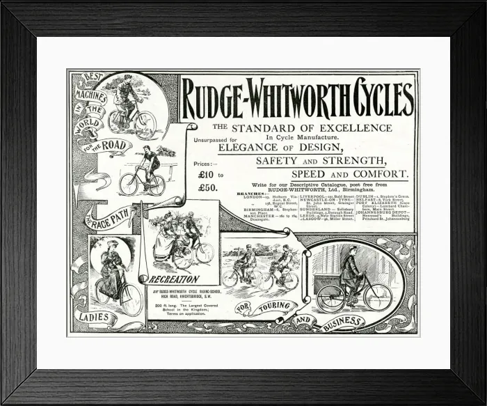 Framed Print : Advert for Rudge Whitworth Cycles 1895 Framed Print : Advert for Rudge Whitworth Cycles 1895