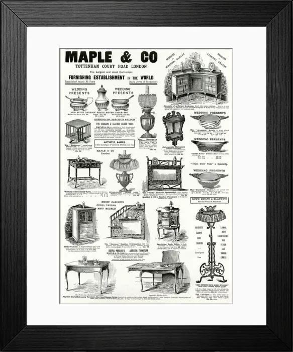 Framed Print : Advert for Maple & Co furniture 1895 Framed Print : Advert for Maple & Co furniture 1895