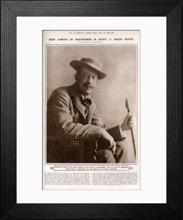 Framed Print : Lord Carnarvon dies: page from The Illustrated London News