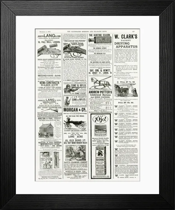 Framed Print : Page of Victorian adverts 1895