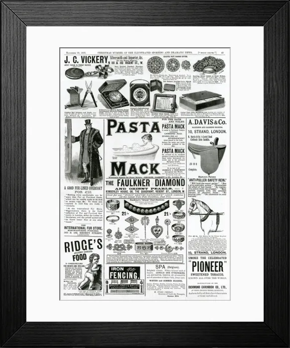Framed Print : Page of Victorian adverts - November 1895
