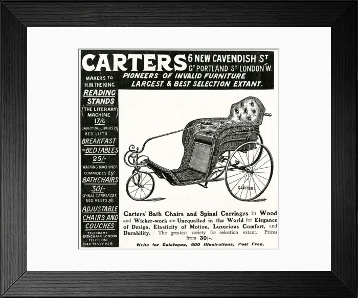 Framed Print : Advert for Carters spinal carriage 1906