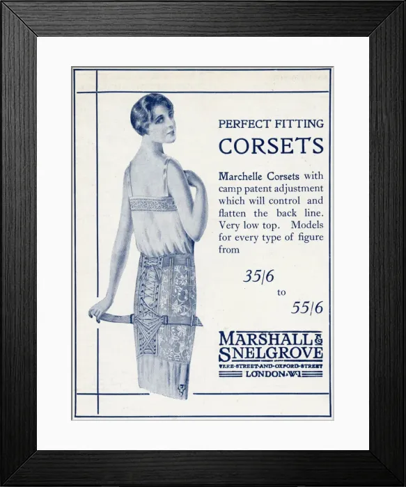Framed Print : Advert for Marshall & Snelgrove corsets 1925 Framed Print : Advert for Marshall & Snelgrove corsets 1925